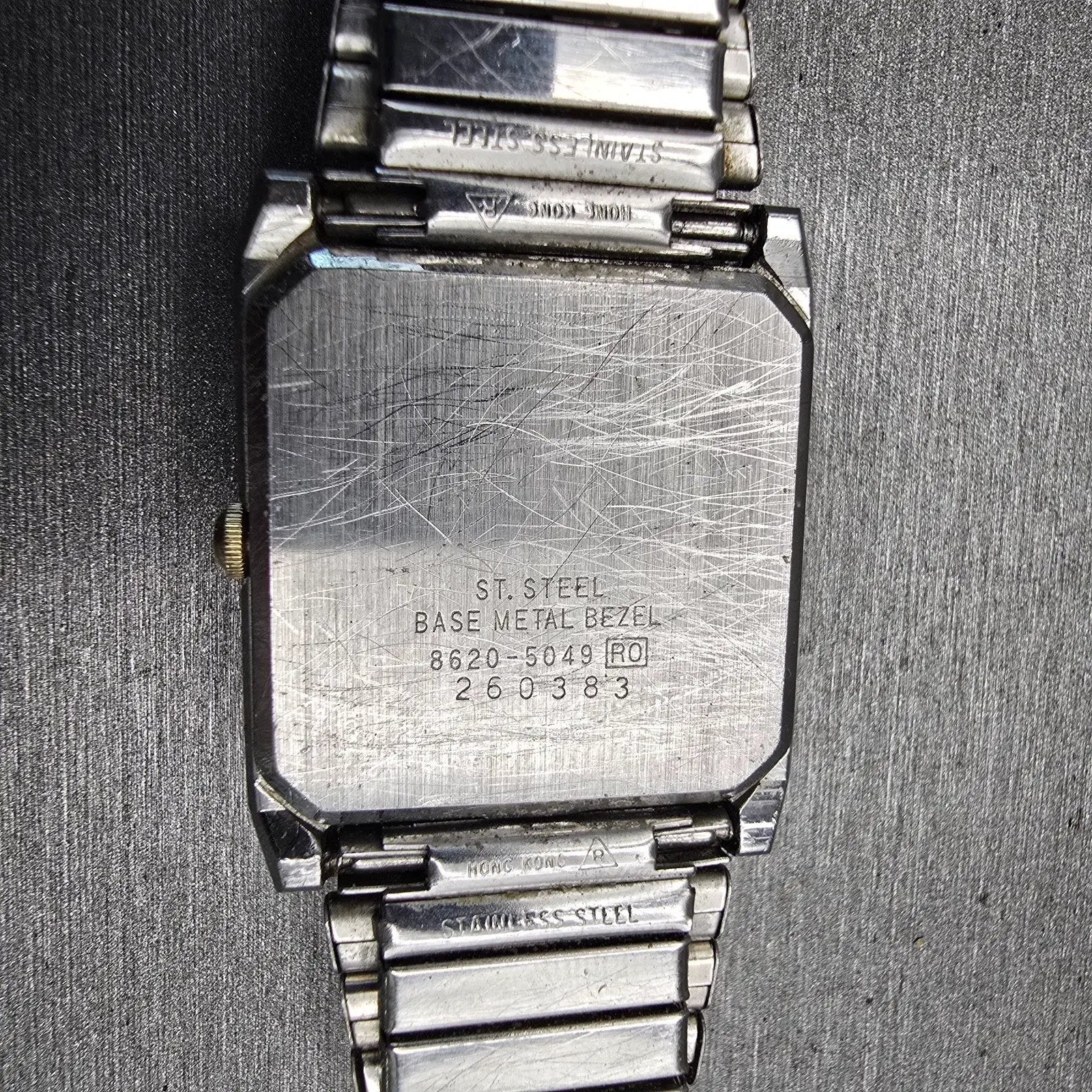 Seiko Watch Men 27mm Silver Dial Two Tone Rectangle 8620-5049 New Battery VTG10
