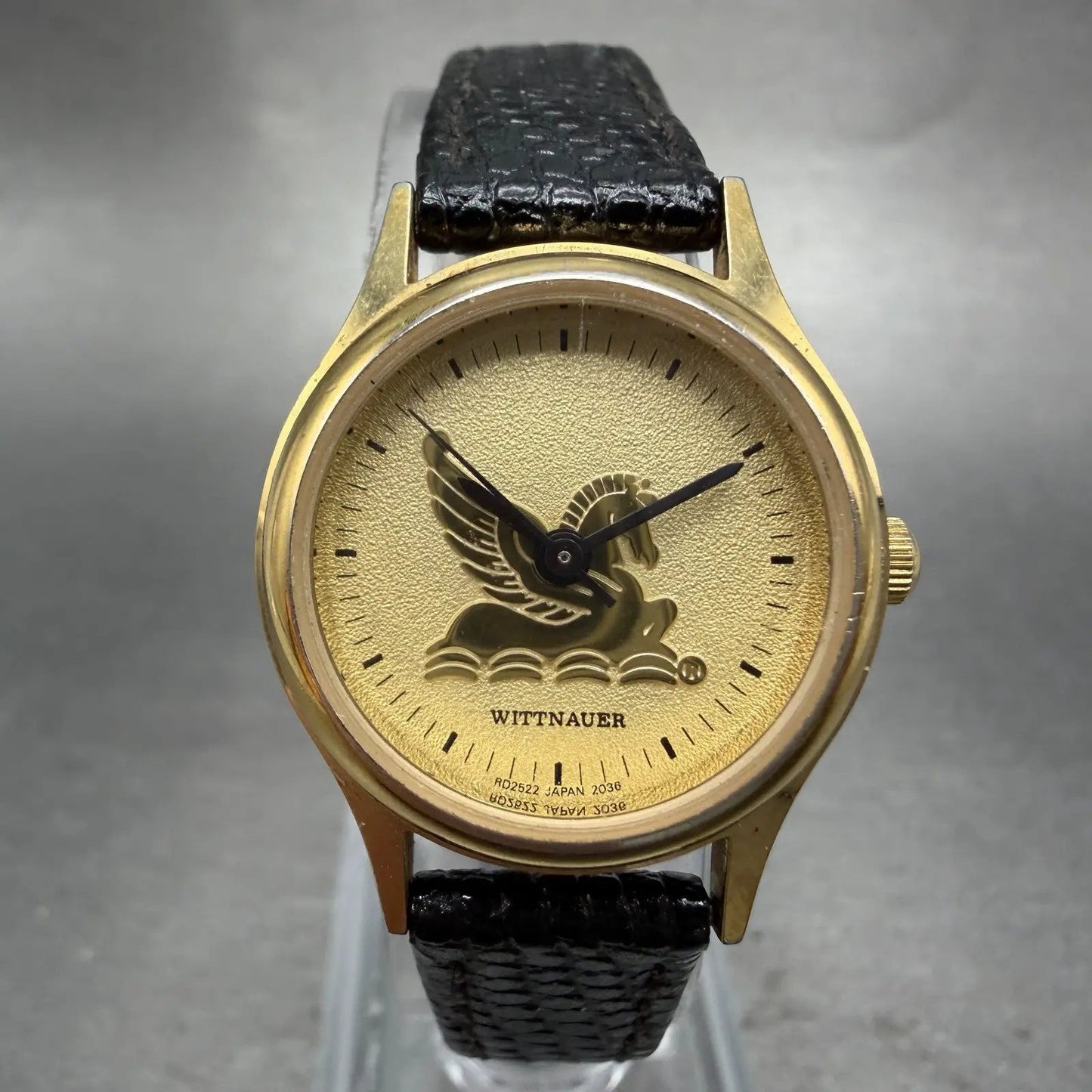 Wittnauer Pegasus Watch Women 24mm Gold Dial Gold Tone Round New Battery KLJG0