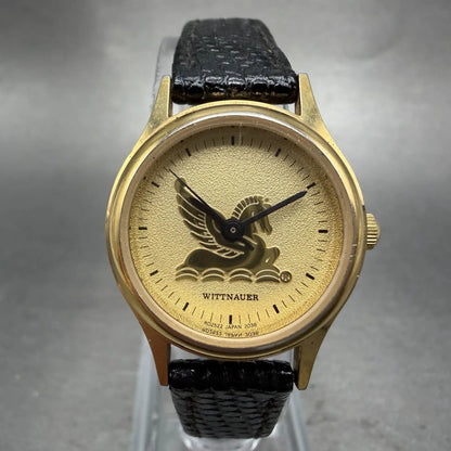 Wittnauer Pegasus Watch Women 24mm Gold Dial Gold Tone Round New Battery KLJG0
