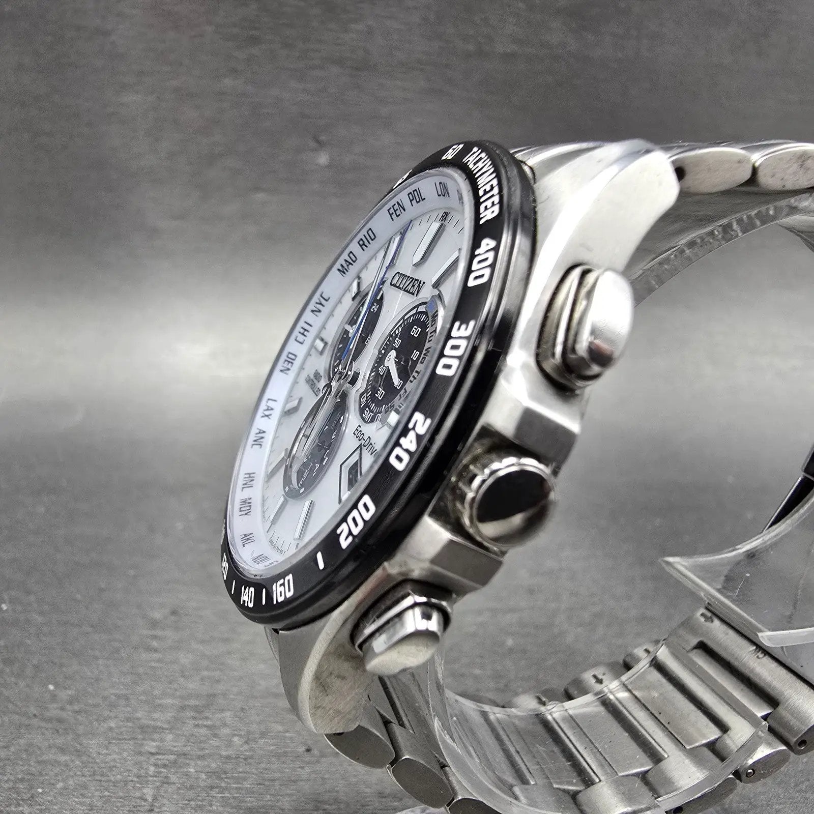 Citizen Eco-Drive Chronograph Watch Men 43mm White Dial Steel Perpetual Calendar2