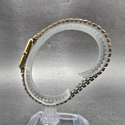 Seiko Tank Watch Women 18mm Champagne Dial Gold Tone 2C20-5010 New Battery VTG6