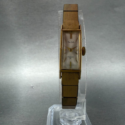 Seiko Fine Seiko Tank Watch Women 11mm Silver Dial Gold Tone Manual 4036H Runs5