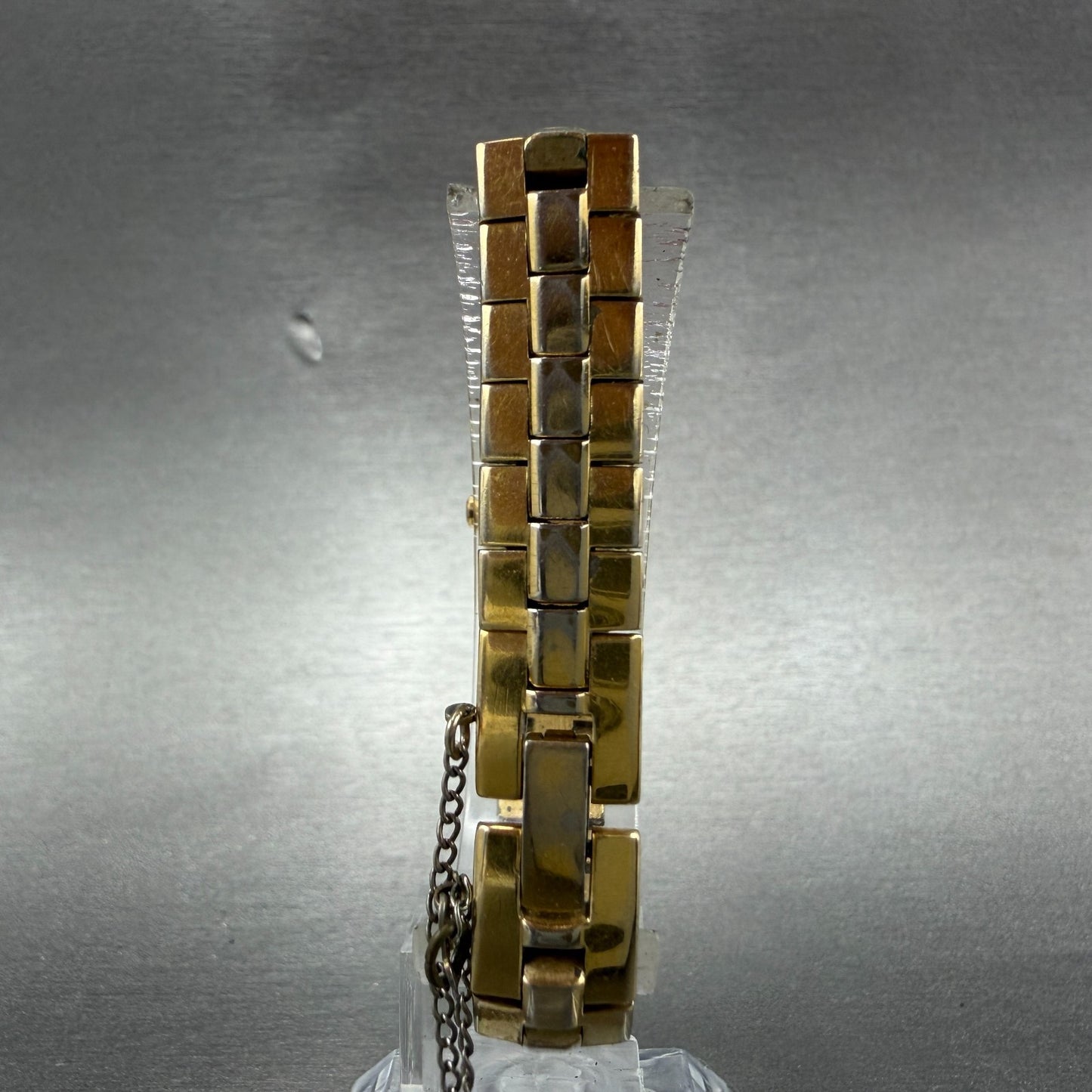 Seiko Lassale Tank Watch Women 13mm Blue Dial Gold Tone 2E20-6899 New Battery AB7
