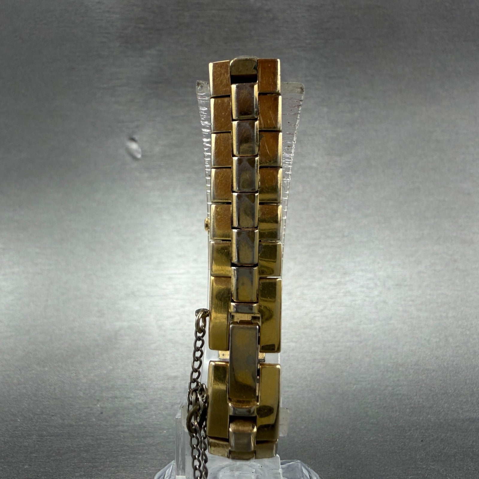 Seiko Lassale Tank Watch Women 13mm Blue Dial Gold Tone 2E20-6899 New Battery AB7