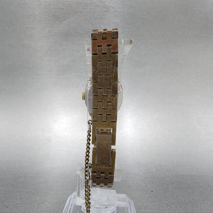 VTG Seiko Watch Women 19mm Brown Dial Gold Tone Rectangle Manual Wind Runs