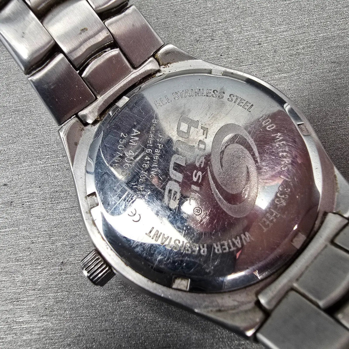 Fossil Blue Watch Men 39mm Black Dial Silver Tone Date Round AM-4065 New Battery10