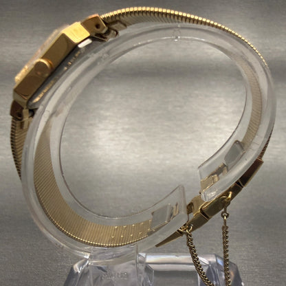 Seiko Watch Women 19mm Gold Dial Gold Tone Octagon 2C20-5850 New Battery5