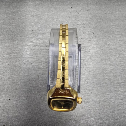 Citizen CQ Watch Women 17mm Black Dial Gold Tone Rectangle 3220-S20889 New Batt4