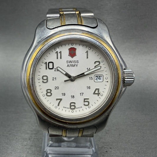 Victorinox Swiss Army Watch Men 42mm White Dial Two Tone Date 24727 New Battery0