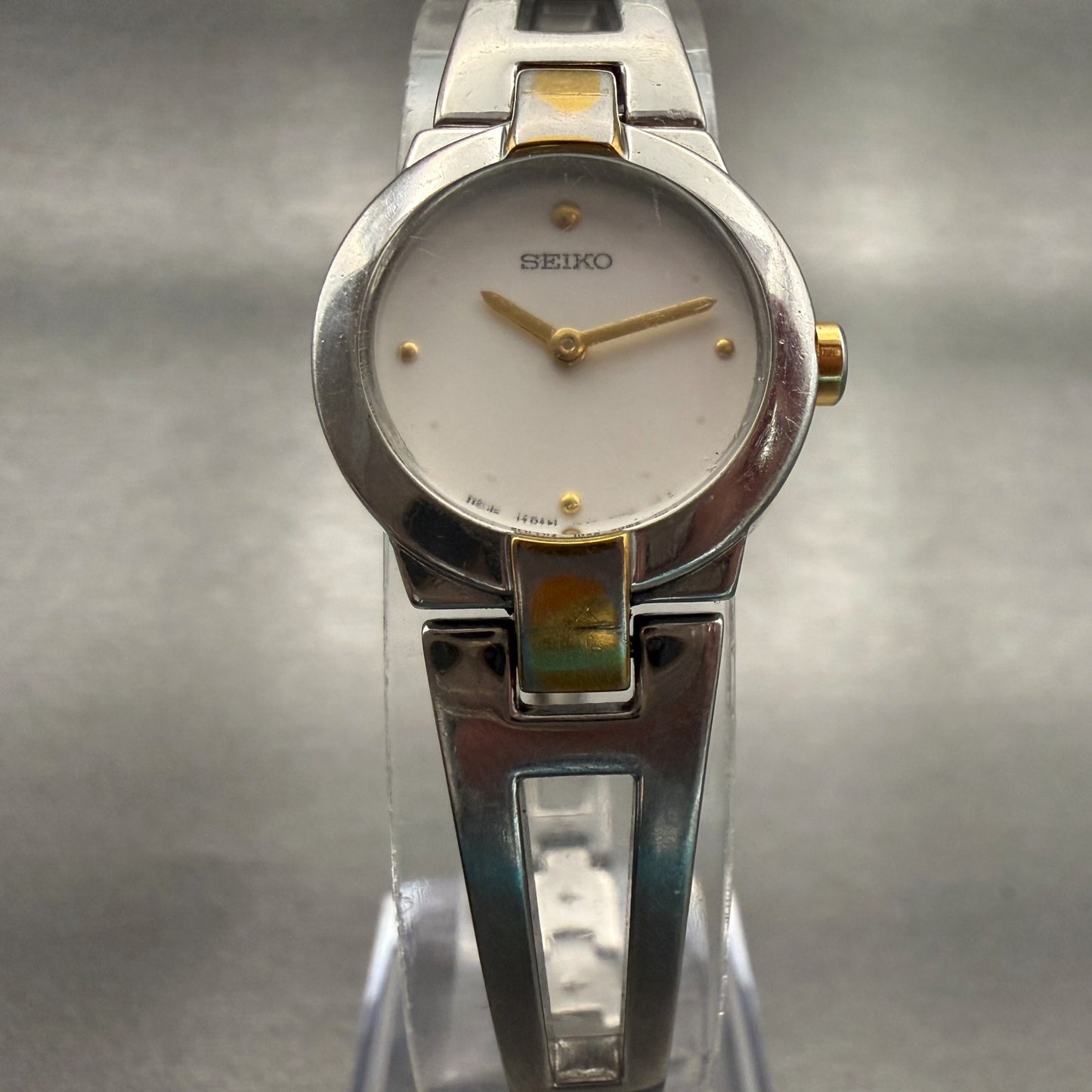 Seiko Watch Women 20mm Silver Dial Two Tone Round 1N00-0GM0 New Battery5