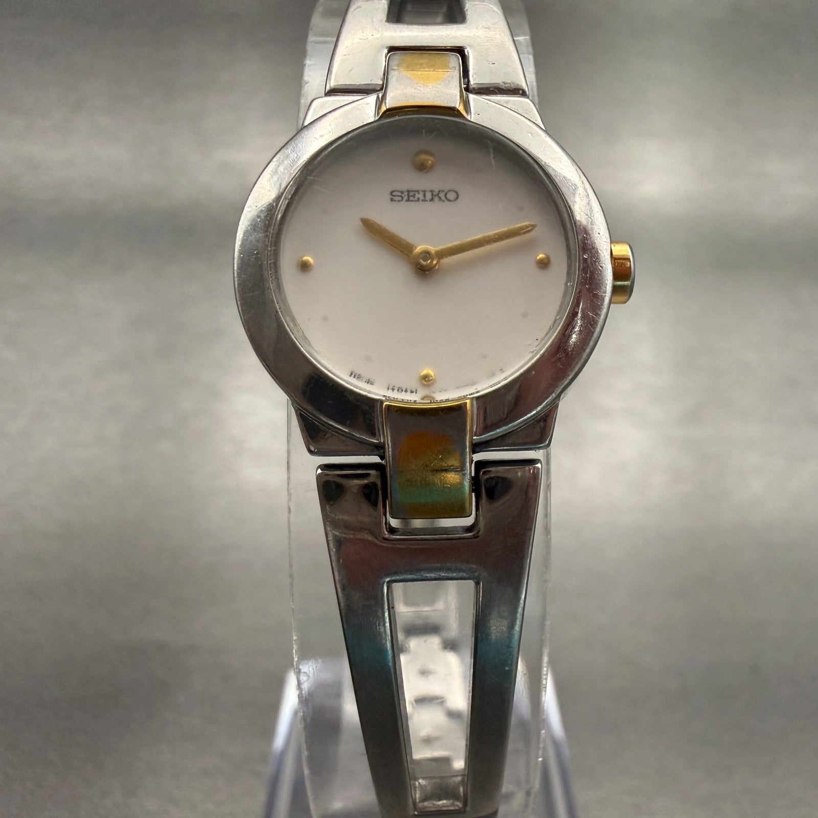 Seiko Watch Women 20mm Silver Dial Two Tone Round 1N00-0GM0 New Battery5