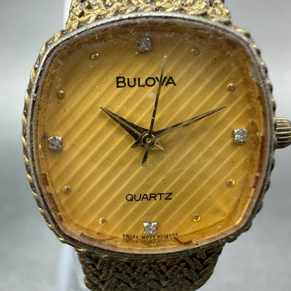 Bulova Watch Women 22mm Champagne Dial Gold Tone Square 9202004 New Battery VTG1