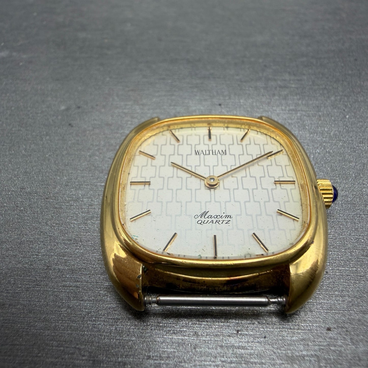 Waltham Maxim Watch Men 32mm Silver Dial Gold Plated Rectangle 2101020 PARTS3
