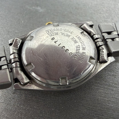 Seiko SQ Watch Women 24mm White Dial Two Tone Daydate 3y03-0169 New Battery KI49