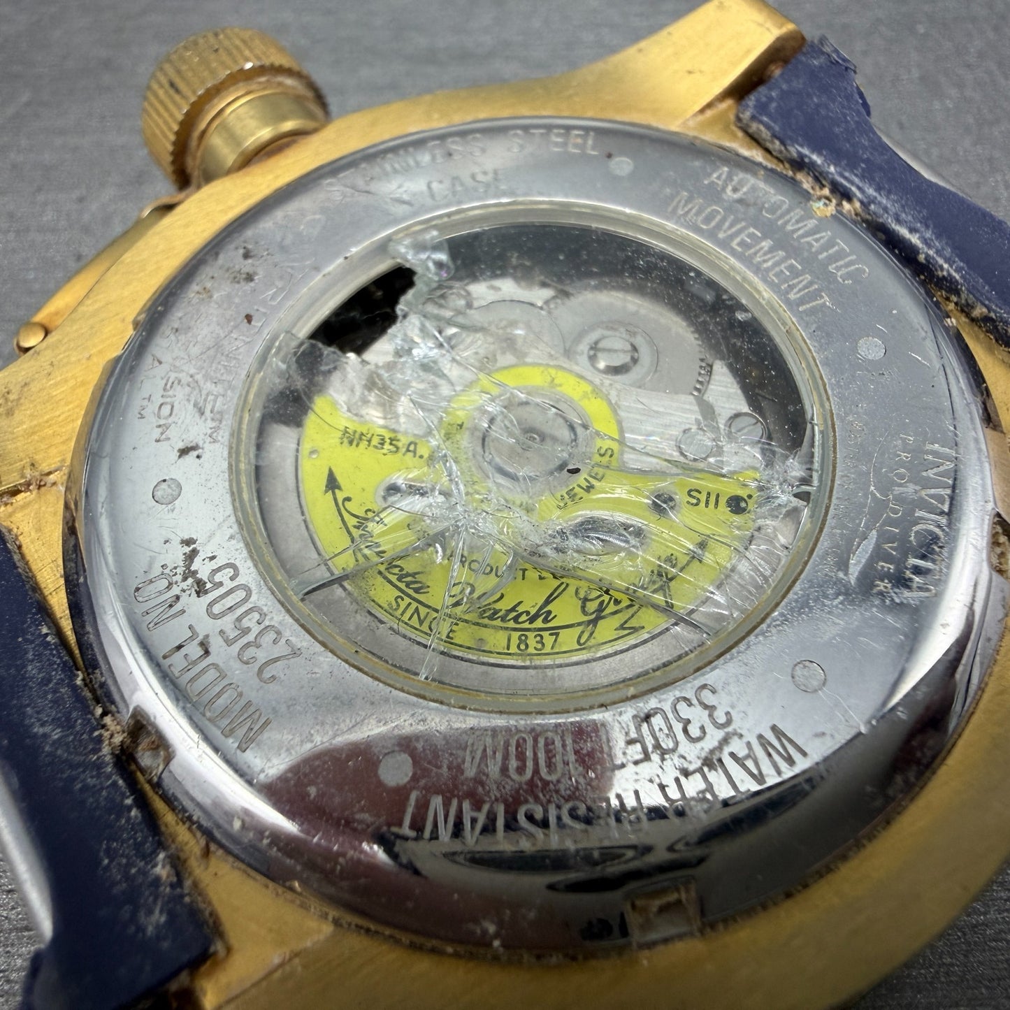 Invicta Pro Diver Exclusive Automatic Watch Men 51mm Blue Dial Gold 23505 PARTS7