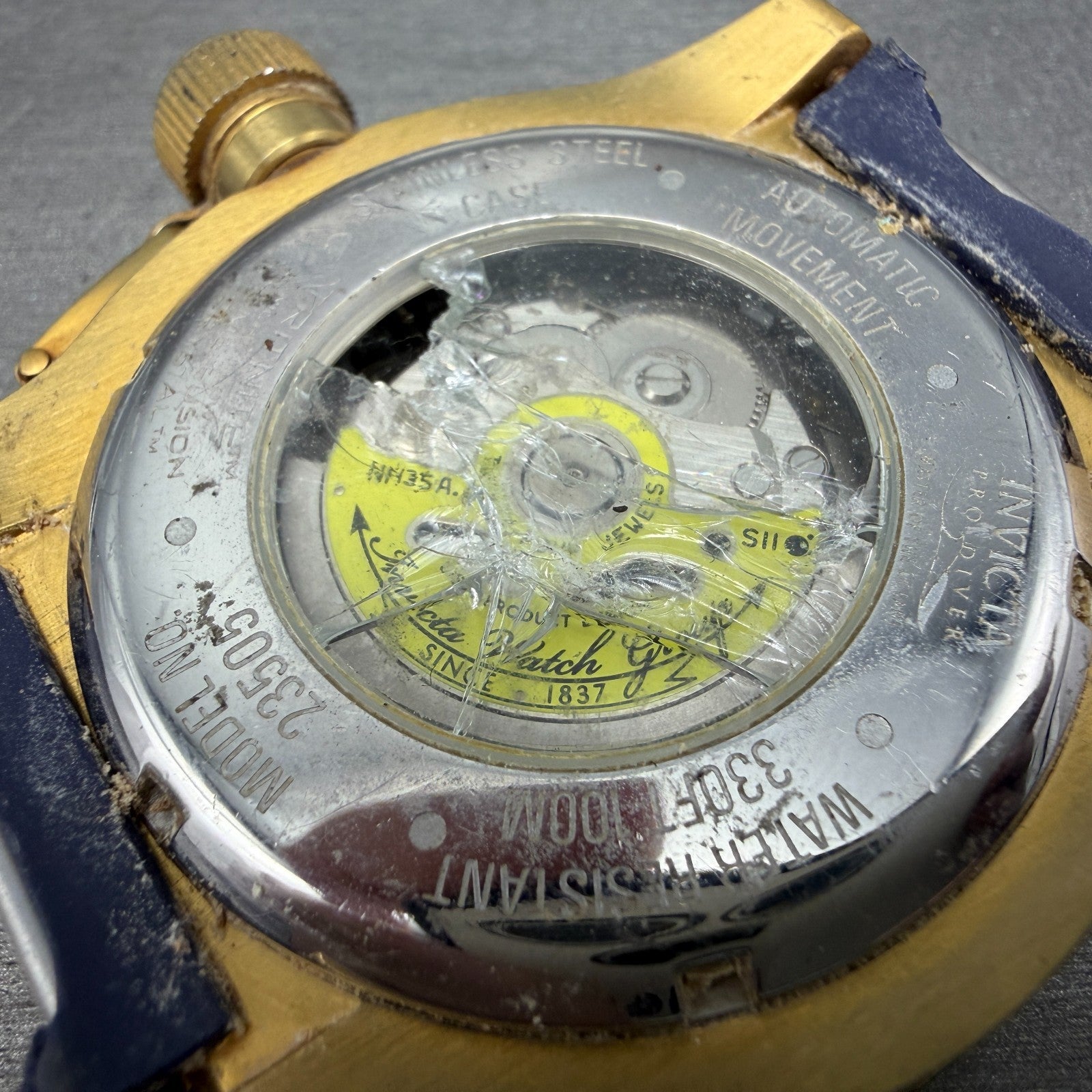 Invicta Pro Diver Exclusive Automatic Watch Men 51mm Blue Dial Gold 23505 PARTS7