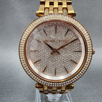 Michael Kors Darci Watch Women 39mm Crystal Dial Rose Gold Tone Round New Batt0