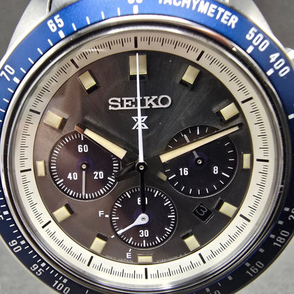Seiko Prospex Speedtimer Chronograph Watch Men Black Dial Steel Solar SSC9392