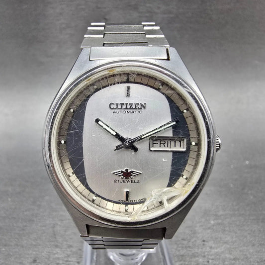 Citizen Eagle 7 Automatic Watch Men 36mm Silver Dial Steel daydate 4-062779 Runs0