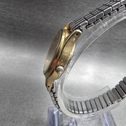 Seiko Watch Women 24mm Gold Dial Gold Tone Round 3421-0100 New Battery Vintage2