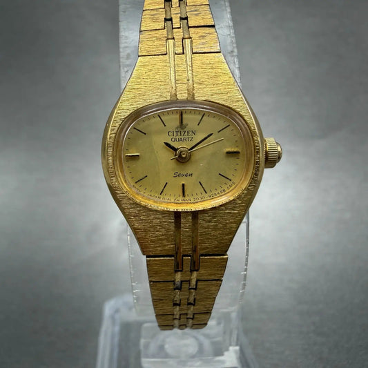 Citizen Seven Watch Women 18mm Champagne Dial Gold 2030-069129 New Battery VTG0