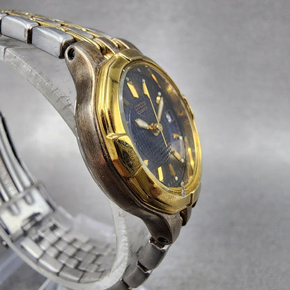 Citizen Watch Women 25mm Blue Dial Two Tone Date Round 1012K15036 New Battery3