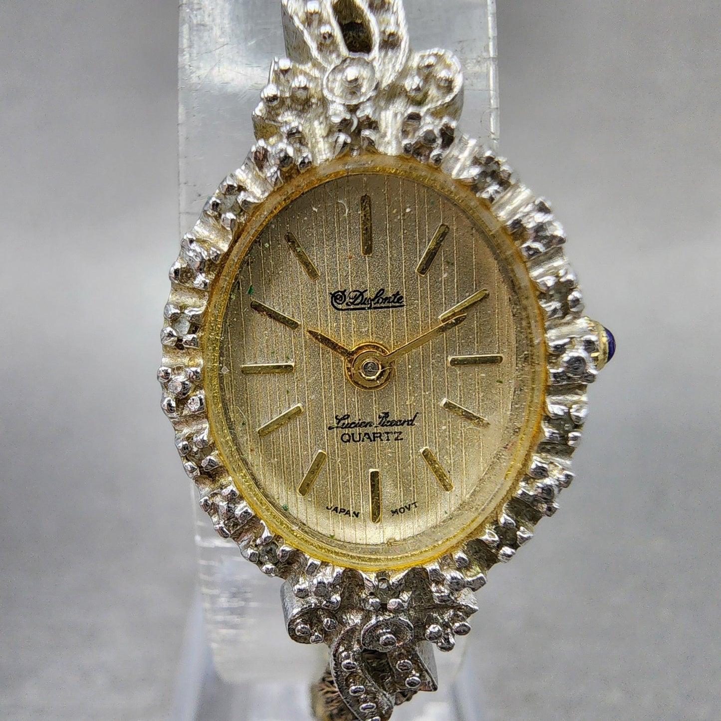 Lucien Piccard Dufonte Watch Women 16mm Champagne Dial Gold Tone Oval New Batt1
