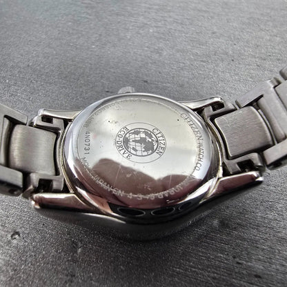 Citizen Watch Women 25mm Black Dial Silver Tone Date Round E011-S015502 Runs BG10