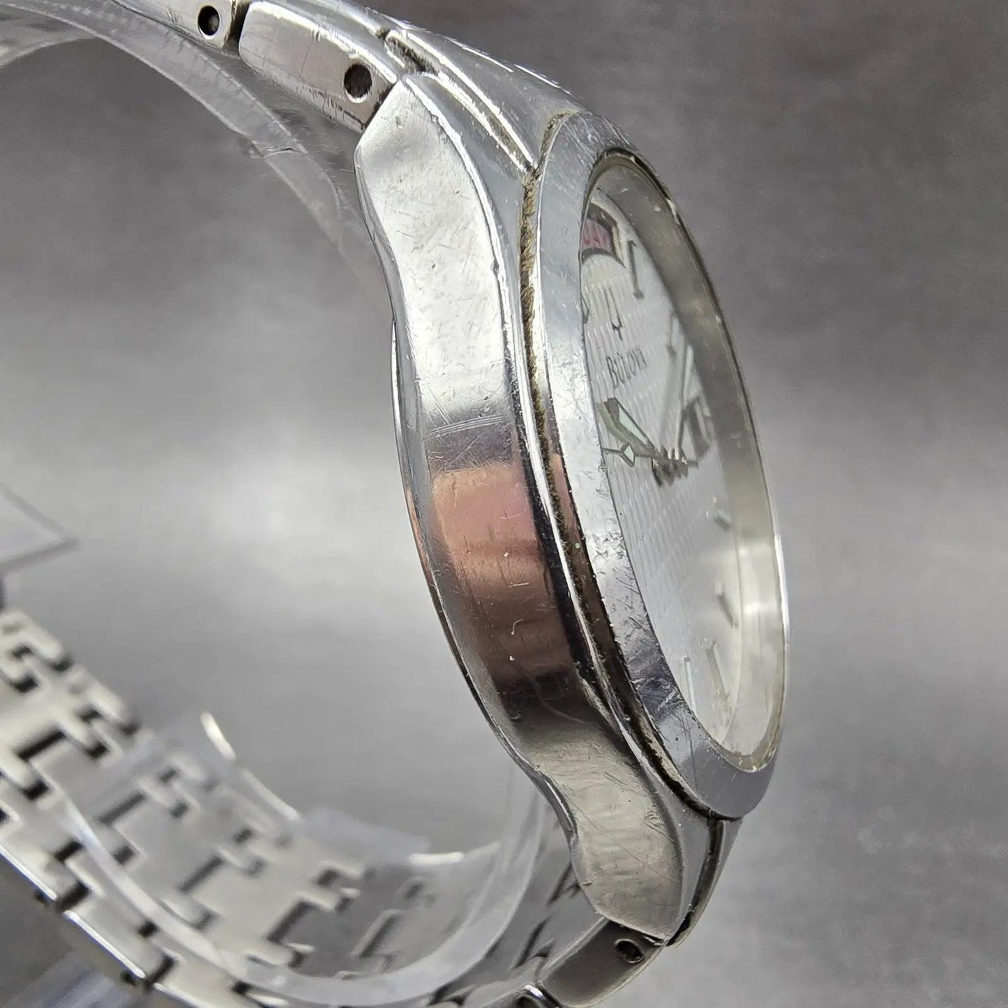 Bulova Watch Men 36mm Silver Dial Silver Tone Daydate Round 96C22 New Battery3