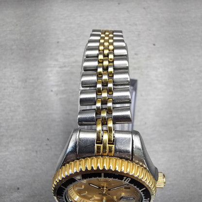 Seiko Sports 150 Watch Women 31mm Gold Dial Two Tone Date 7N82-6A20 New Battery4