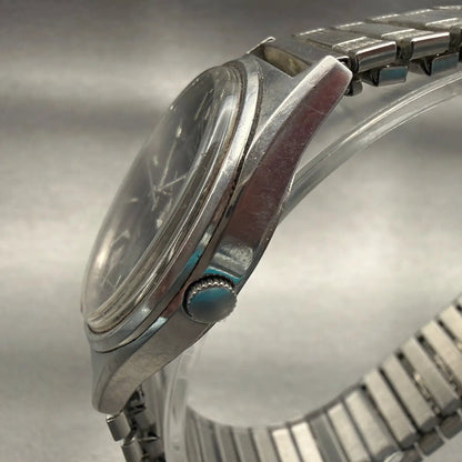 Seiko SQ Watch Men 35mm Black Dial Silver Tone Daydate Round 7123-8500 PARTS!!!!3