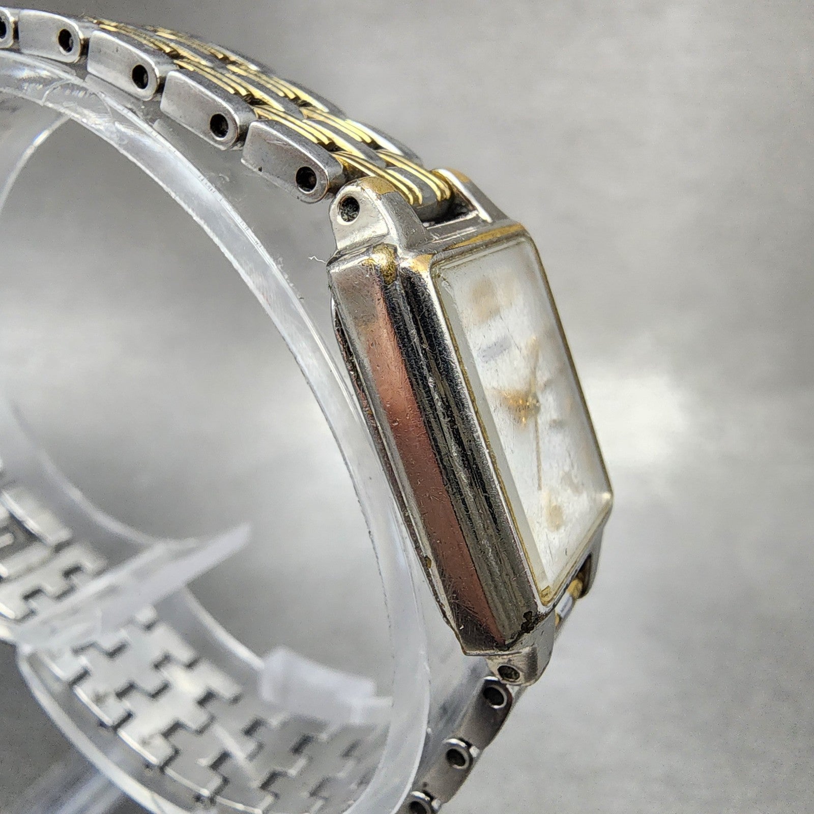 Seiko Tank Watch Women 16mm White Dial Two Tone Rectangle 1N010FH0 New Battery3