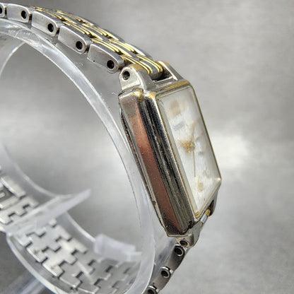Seiko Tank Watch Women 16mm White Dial Two Tone Rectangle 1N010FH0 New Battery3