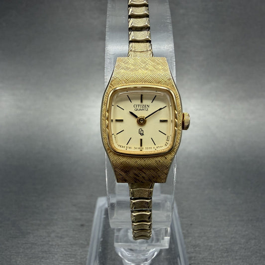 Citizen CQ Watch Women 16mm Champagne Dial Gold Tone 3220891422 New Battery0