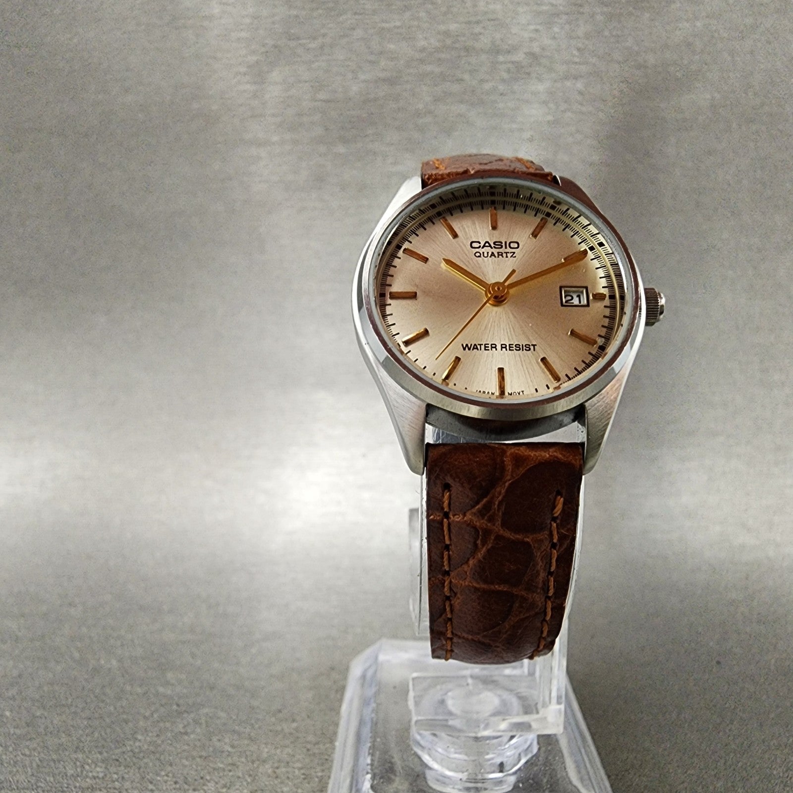 Casio Watch Women 26mm Champagne Dial Silver Tone Date LTP1175 New Battery5