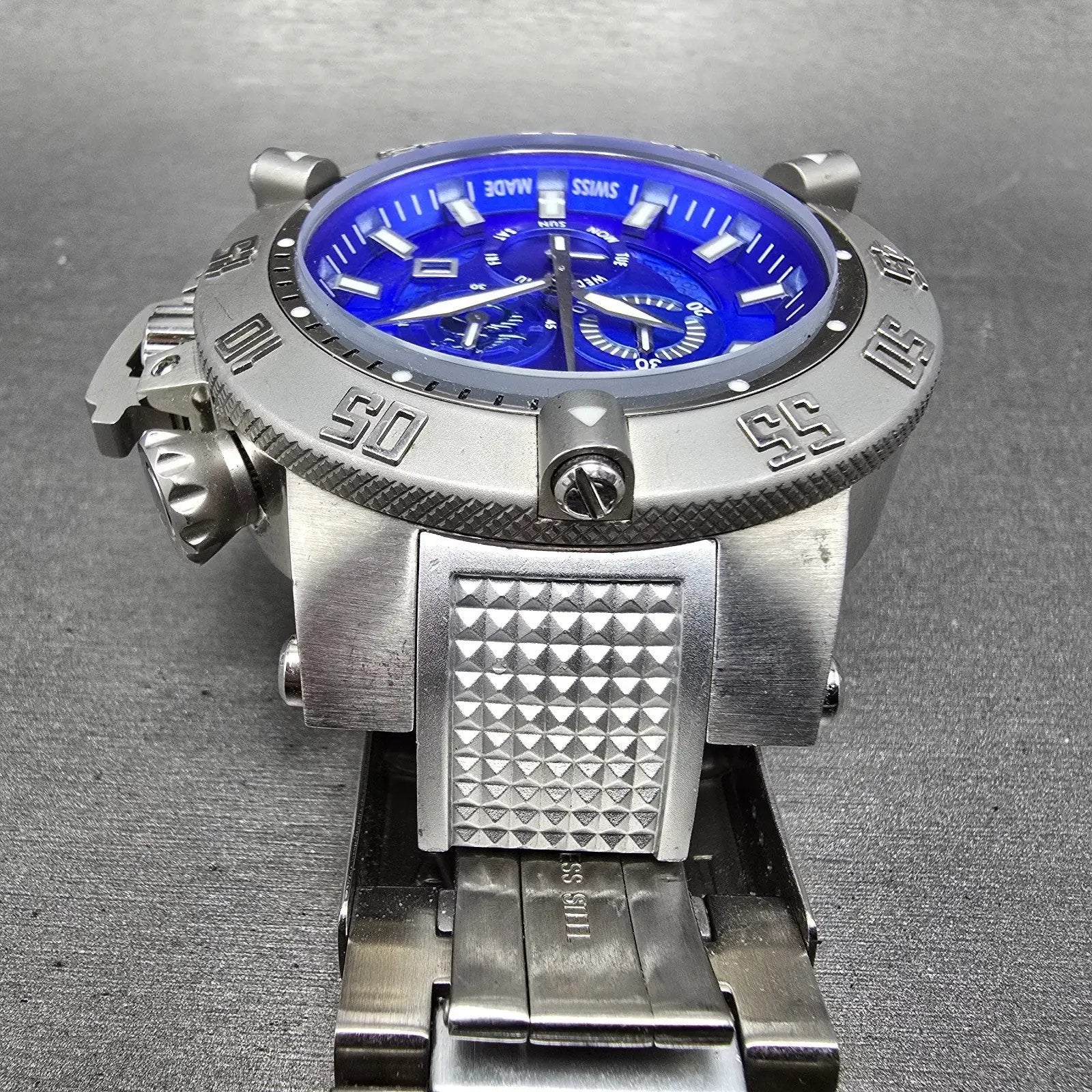 Invicta Sub Aqua Noma III Chronograph Watch Men 50mm Blue Dial Steel 6684 NewBat4