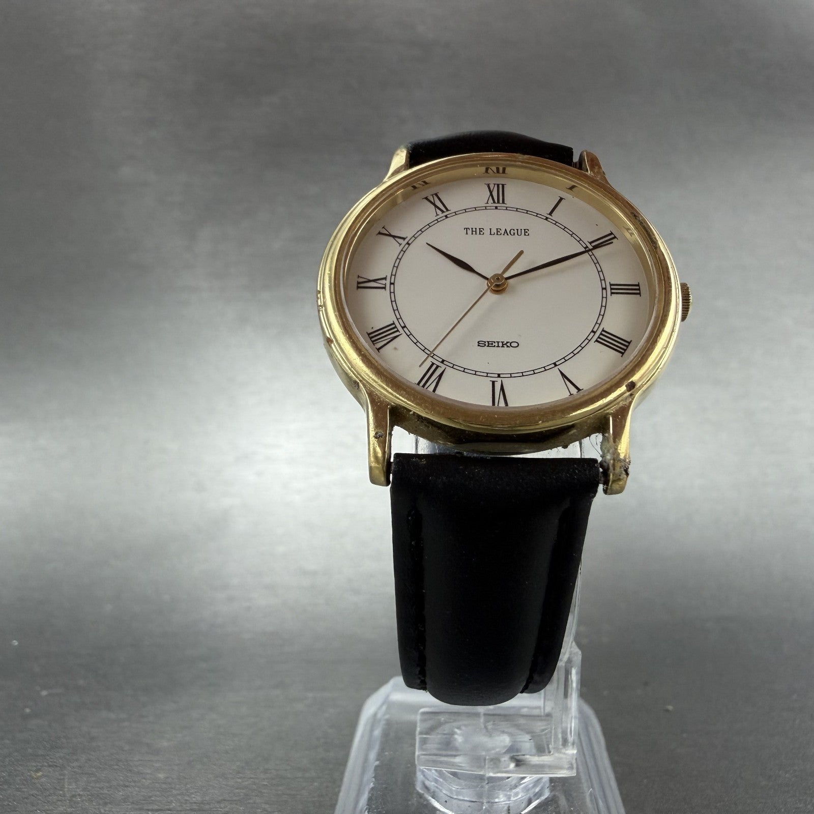 Seiko The League watch Men 32mm White Dial Gold Tone 5P31-6A30 New Battery5
