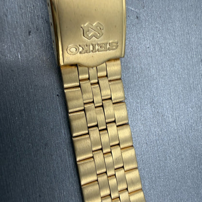 Seiko SQ Bracelet 20mm Stainless Steel Gold Tone Tri Folding Clasp VTG Japan GF33