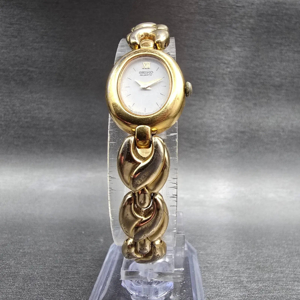 Seiko Watch Women 17mm White Dial Gold Tone Oval 4N00-F140 New Battery Vintage5