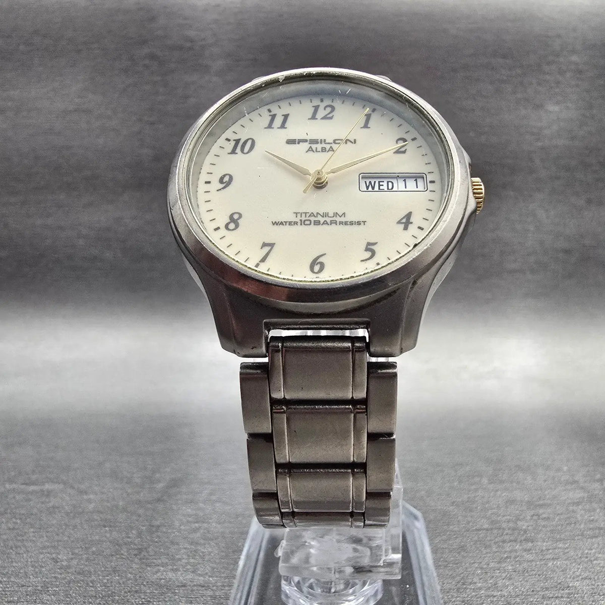 Seiko Alba Epsilon Watch Men 33mm Luminous Dial Titanium V743-7001 New Battery5