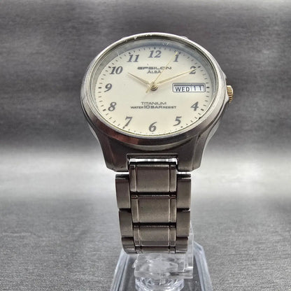 Seiko Alba Epsilon Watch Men 33mm Luminous Dial Titanium V743-7001 New Battery5