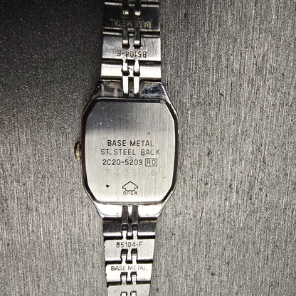 Seiko Watch Women 16mm Silver Dial Two Tone Rectangle 2C20-5209 New Battery VTG10