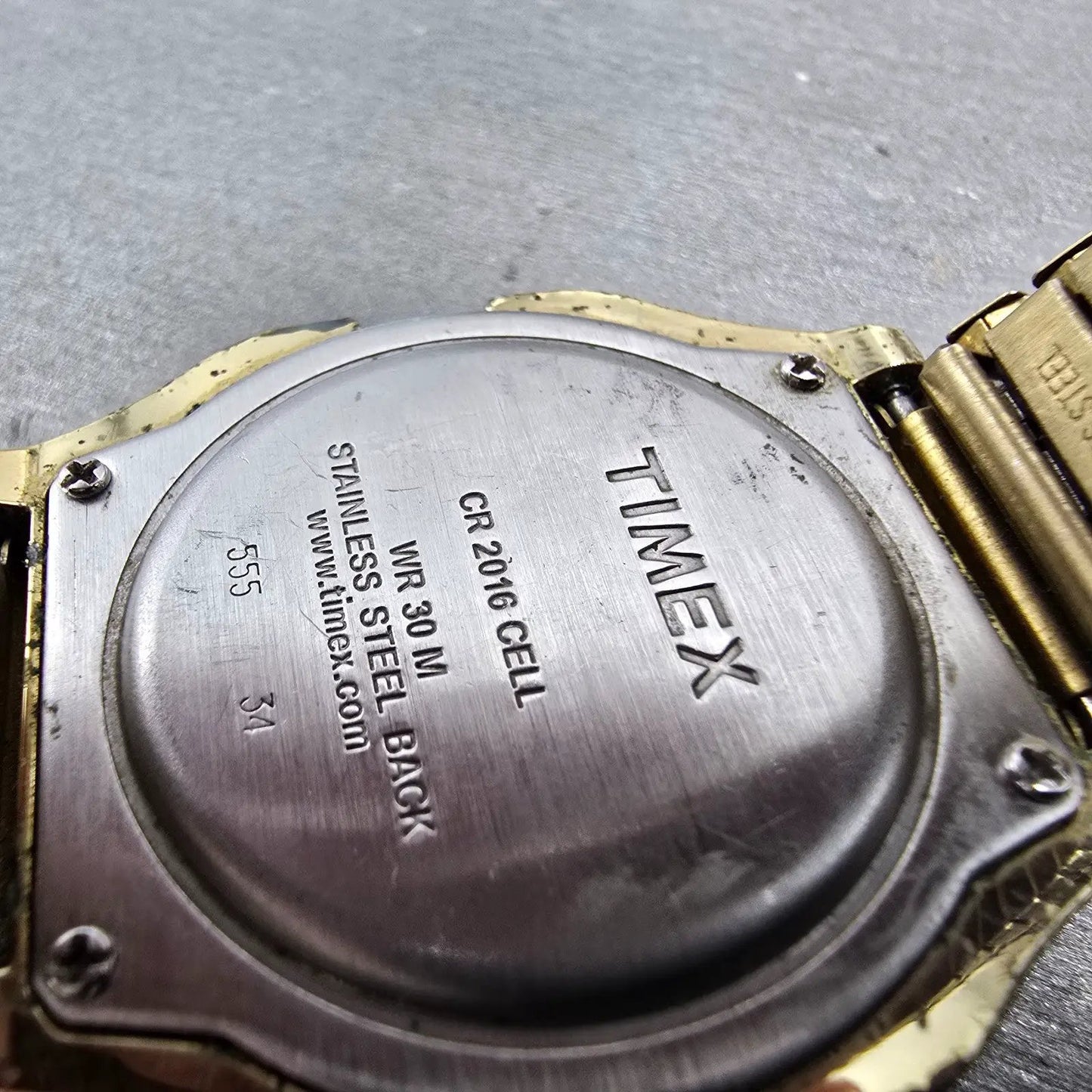 Timex Watch Men 35mm Gold Tone Digital Alarm Chronograph T78677 New Battery UHJ10