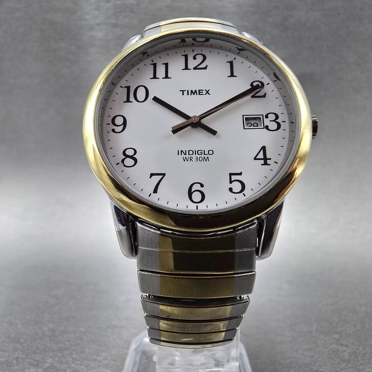 Timex Easy Reader Watch Men 35mm White Dial Two Tone Round T2H311 New Battery K5