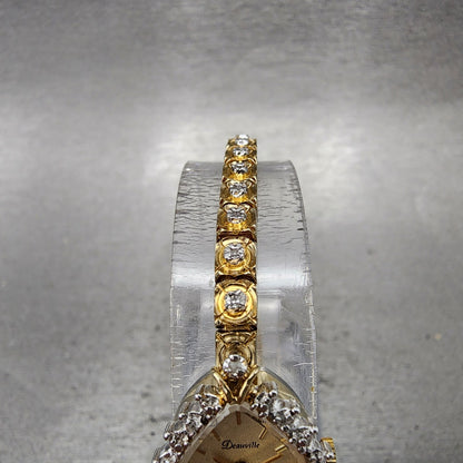 Armitron Deauville Watch Women 14mm Champagne Dial Gold Tone Oval New battery5