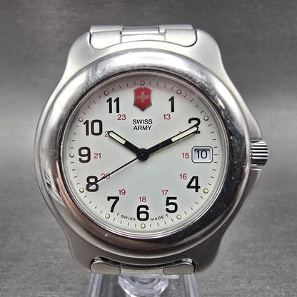 Victorinox Swiss Army Officer Watch Men 40mm White Dial Steel Date Round PARTS L0