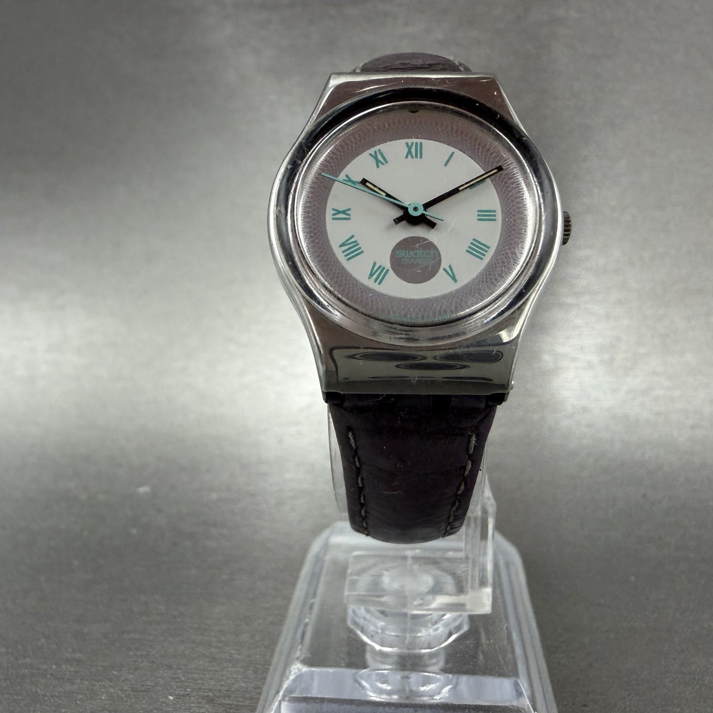 Swatch Lady Malpensa Watch Women 25mm White Dial Silver Tone Round LX109 New Bat5