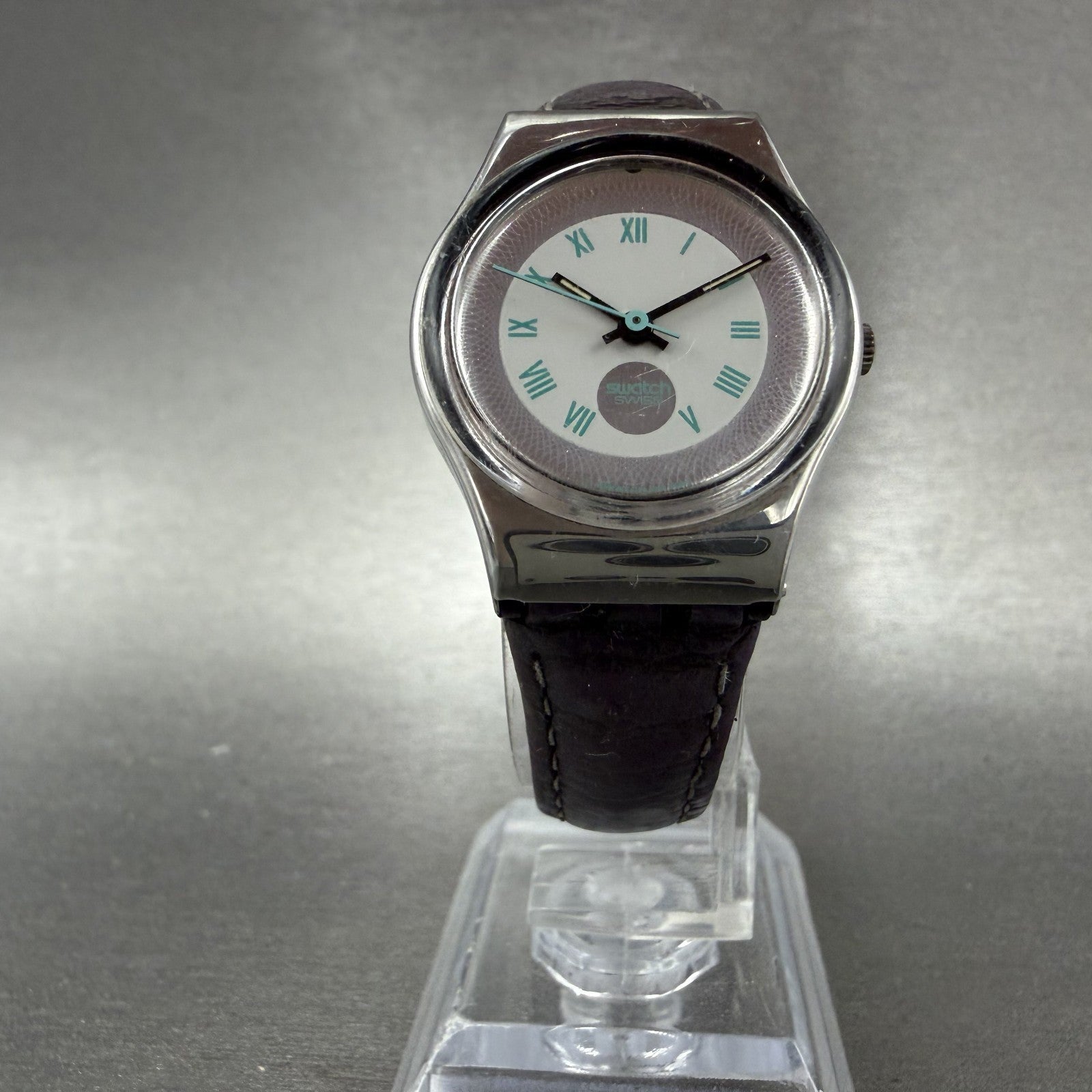 Swatch Lady Malpensa Watch Women 25mm White Dial Silver Tone Round LX109 New Bat5