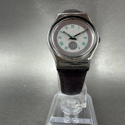 Swatch Lady Malpensa Watch Women 25mm White Dial Silver Tone Round LX109 New Bat5