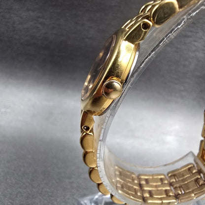 Seiko Watch Women 20mm Blue Dial Gold Tone Round 4N00-0408 New Battery Vintage2